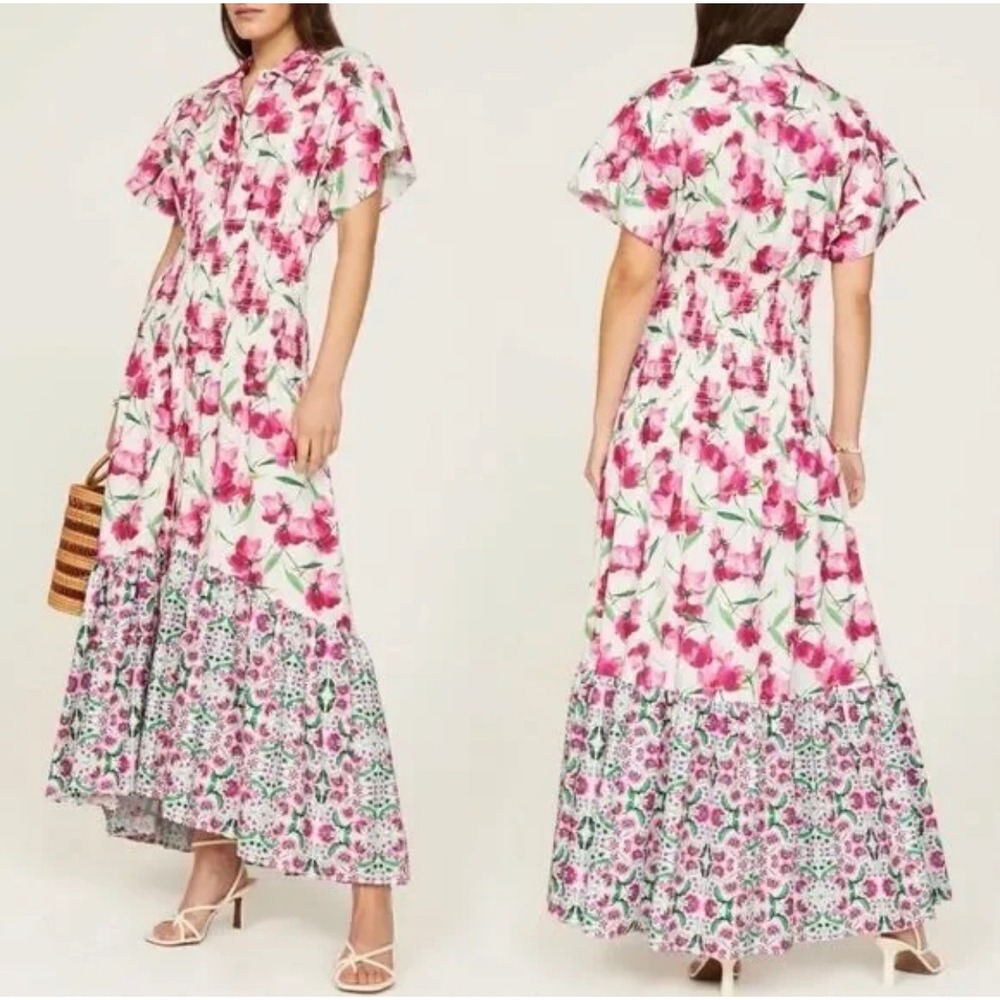 MISA Las Angeles Carolina Maxi dress pink purple floral womens‎ size small